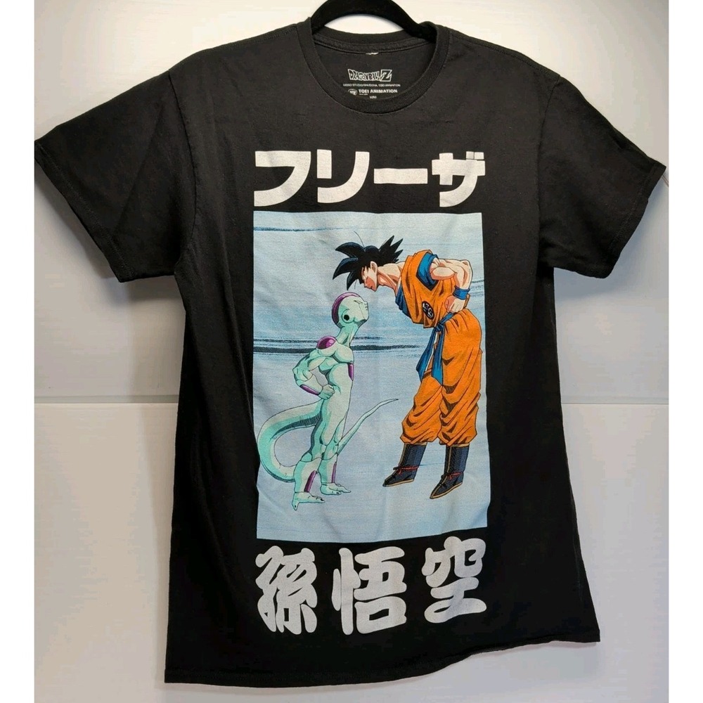 Dragon Ball Z Shirt Mens M Black Goku vs Frieza Stare Down Graphic Tee Anime